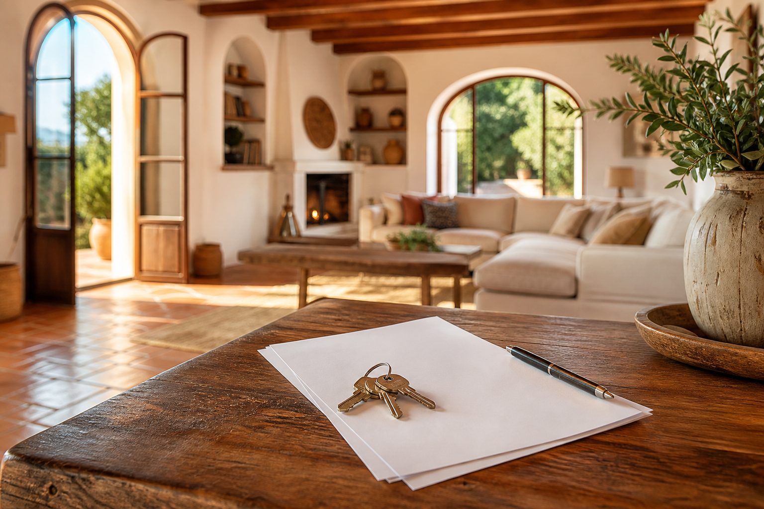 Llaves de una vivienda sobre un contrato de arras listo para firmar